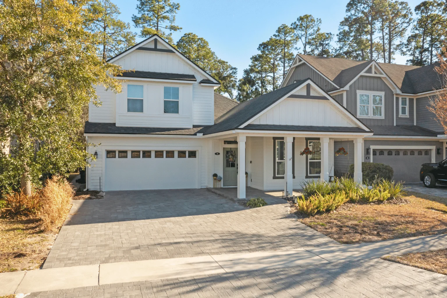 Paver driveway and garage pad installation in a North Florida community by Jax Pavers